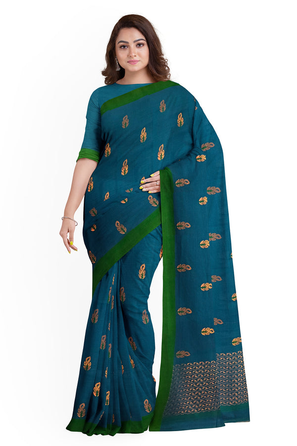 Brown handloom cotton saree with intricate & elaborate gond hand paint –  Sujatra