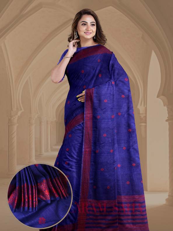 Blue & Red Premium Handloom Matka Silk Saree with Woven Border - A Balaram Saha Creation - (handloom saree, cotton sarees, handloom cotton saree, balaram saha online, handloom sarees, pure handloom cotton sarees, cotton handloom saree, kolkata cotton saree, pure cotton, white cotton saree, cotton saree online, bengali cotton saree, cotton saree with border, matka, matka sale, matka silk, matka silk sarees, matka silk saree, pure matka silk sarees, bengali silk saree) https://pixabay.com/