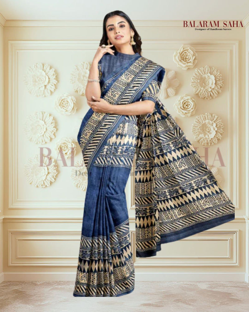 Balaram Saha's Blue & Beige Beauty: Handloom Gachhi Tussar Silk Saree Balaram Saha  https://www.blogger.com/about/?bpli=1