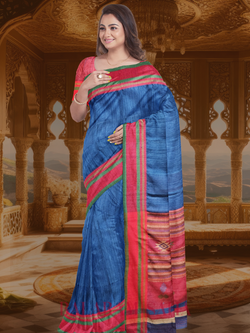 Blue and Red Handloom Matka Silk Saree by Balaram Saha - (handloom saree, cotton saree, handloom cotton saree, balaram saha online, handloom sarees, cotton handloom saree,  matka, matka sale, matka silk, matka silk sarees, matka silk saree, pure matka silk sarees, bengali silk saree)   https://fr.wikipedia.org/wiki/Wikip%C3%A9dia:Accueil_principal