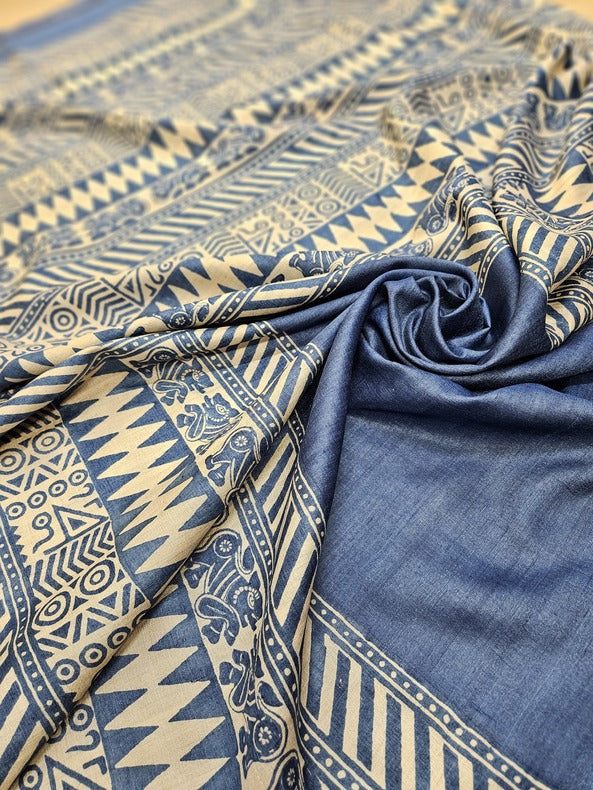 Boho Bliss: Blue & Beige Handloom Gachhi Tussar Silk Saree (handloom saree, silk saree, handloom silk saree, balaram saha online, silk sarees, balaram saha handloom saree store photos, balaram saha handloom saree store, silk handloom saree, bengal handloom sarees, pure silk, garad silk sare, silk saree online, tussar silk saree, tussar silk)   www.twitter.com