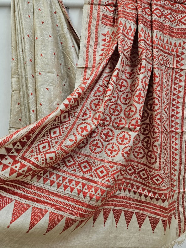 Cream & Red Gachhi Tussar Kantha Silk Saree by Balaram Saha - (handloom saree, silk saree, handloom silk saree, balaram saha online, silk sarees, silk handloom saree, bengal handloom sarees, pure silk, silk saree online, tussar silk saree, tussar silk, bengali silk saree)
https://in.pinterest.com/