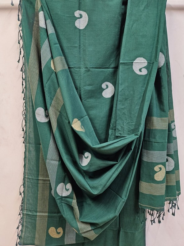 Dark Green Premium Handspun Cotton Handwoven 3piece Jamdani Unstitch Sets Balaram Saha   https://es.wikipedia.org/wiki/Wikipedia:Portada