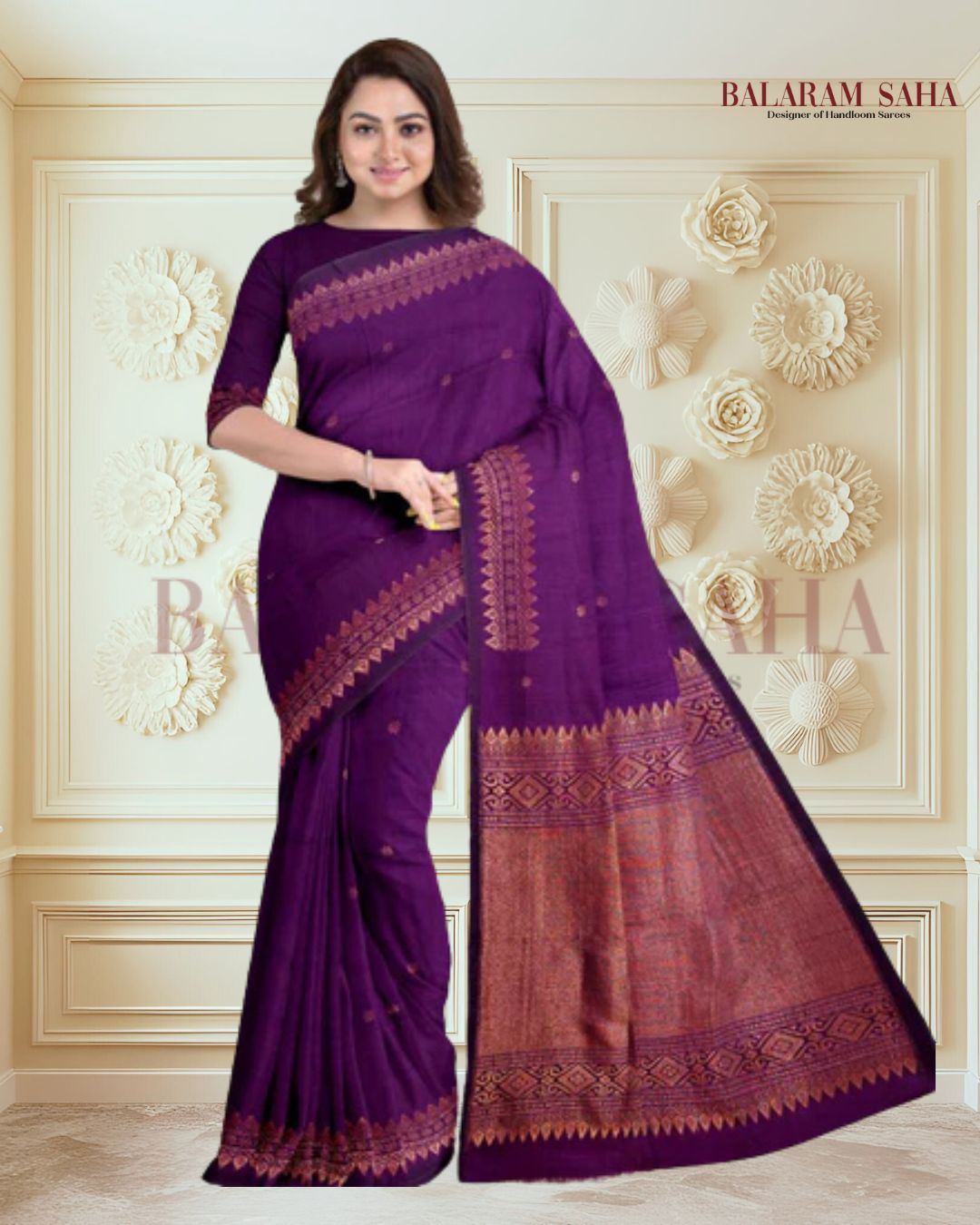 Deep Purple & Copper Zari Reign: Handloom Cotton Banarasi by Balaram Saha (handloom saree, cotton saree, handloom cotton saree, balaram saha online, handloom sarees, balaram saha handloom saree store photos, balaram saha handloom saree store, cotton handloom saree, bengal handloom sarees, pure cotton, Zari border, handloom cotton saree with zari border, soft cotton saree with zari border, cotton saree for women, cotton saree online)   https://disqus.com/
