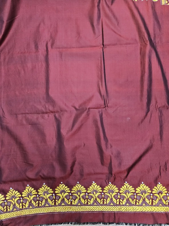 Elegant Maroon & Yellow Kantha Hand-Stitched Pure Silk Saree by Balaram Saha - (Handloom saree, silk saree, jamdani silk saree, balaram saha online, silk sarees, silk handloom saree, bengal handloom sarees, pure silk, Kantha silk saree, silk saree online, bengali silk saree, soft silk sarees, saree silk saree, katan silk saree, pure silk saree, cotton silk saree, tussar silk saree, silk sarees for wedding, silk saree collection, handloom silk sarees)
https://www.ndtv.com/