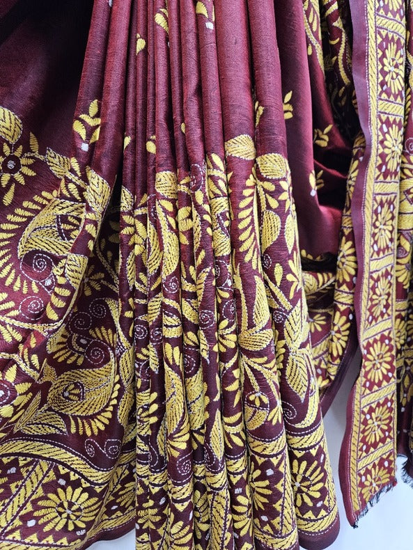 Elegant Maroon & Yellow Kantha Hand-Stitched Pure Silk Saree by Balaram Saha - (Handloom saree, silk saree, jamdani silk saree, balaram saha online, silk sarees, silk handloom saree, bengal handloom sarees, pure silk, Kantha silk saree, silk saree online, bengali silk saree, soft silk sarees, saree silk saree, katan silk saree, pure silk saree, cotton silk saree, tussar silk saree, silk sarees for wedding, silk saree collection, handloom silk sarees)
https://rs.sakura.ad.jp/