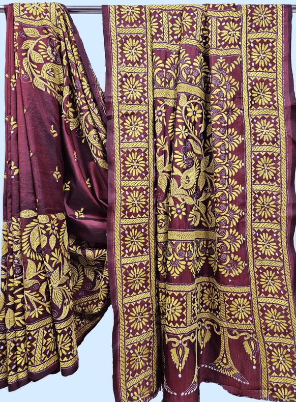 Elegant Maroon & Yellow Kantha Hand-Stitched Pure Silk Saree by Balaram Saha - (Handloom saree, silk saree, jamdani silk saree, balaram saha online, silk sarees, silk handloom saree, bengal handloom sarees, pure silk, Kantha silk saree, silk saree online, bengali silk saree, soft silk sarees, saree silk saree, katan silk saree, pure silk saree, cotton silk saree, tussar silk saree, silk sarees for wedding, silk saree collection, handloom silk sarees)
https://www.clarin.com/
