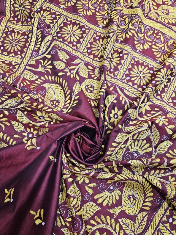 Elegant Maroon & Yellow Kantha Hand-Stitched Pure Silk Saree by Balaram Saha - (Handloom saree, silk saree, jamdani silk saree, balaram saha online, silk sarees, silk handloom saree, bengal handloom sarees, pure silk, Kantha silk saree, silk saree online, bengali silk saree, soft silk sarees, saree silk saree, katan silk saree, pure silk saree, cotton silk saree, tussar silk saree, silk sarees for wedding, silk saree collection, handloom silk sarees)
https://www.detik.com/