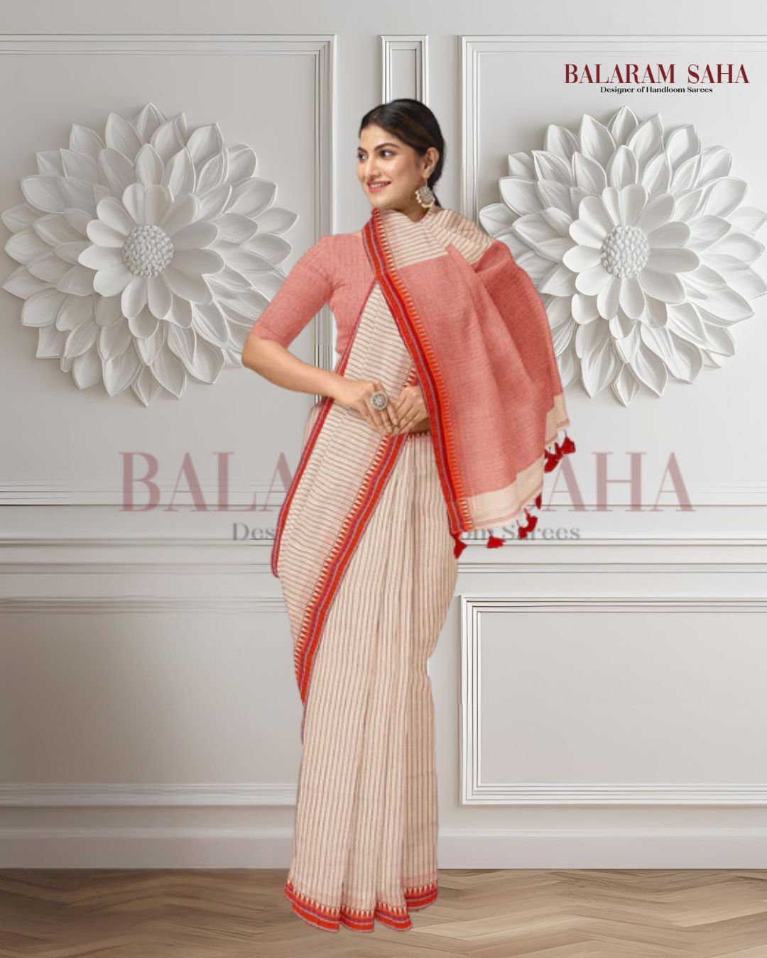 Off White &  Soft Handloom Cotton Saree Balaram Saha