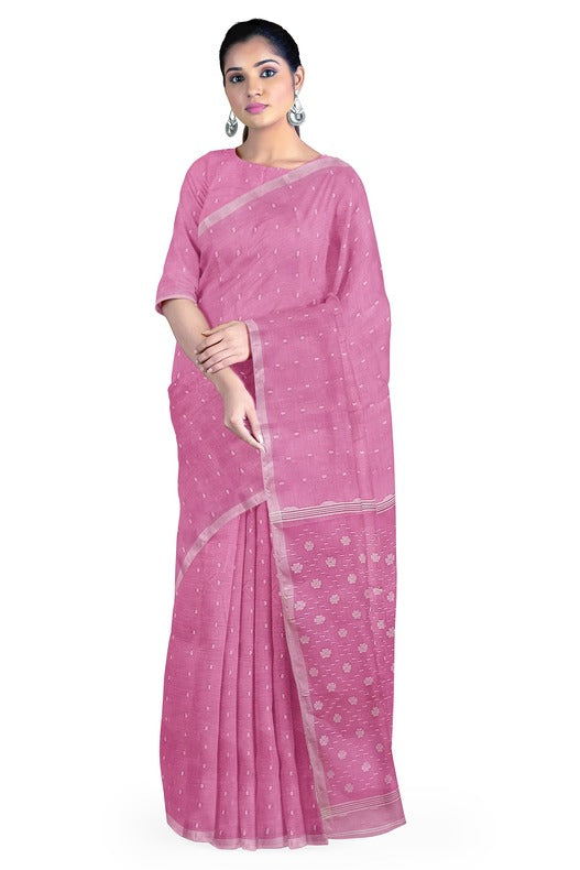 Exquisite Pink & White Handwoven Cotton Jamdani Saree By Balaram Saha - (handloom saree, cotton saree, handloom cotton saree, balaram saha online, handloom sarees, balaram saha handloom saree store photos, balaram saha handloom saree store, cotton handloom saree, bengal handloom sarees, pure cotton, cotton saree for women, cotton saree online)    https://www.pexels.com/