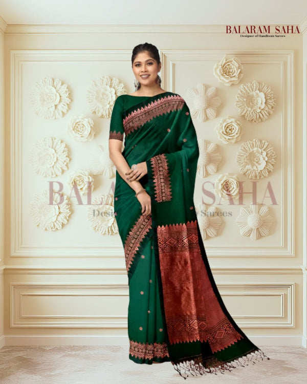 Green and Copper Soft Handloom Cotton Banarasi Saree - By Balaram Saha - (handloom saree, cotton saree, handloom cotton saree, balaram saha online, handloom sarees, balaram saha handloom saree store photos, balaram saha handloom saree store, cotton handloom saree, bengal handloom sarees, pure cotton, Zari border, handloom cotton saree with zari border, soft cotton saree with zari border, cotton saree for women, cotton saree online)  https://time.com/

