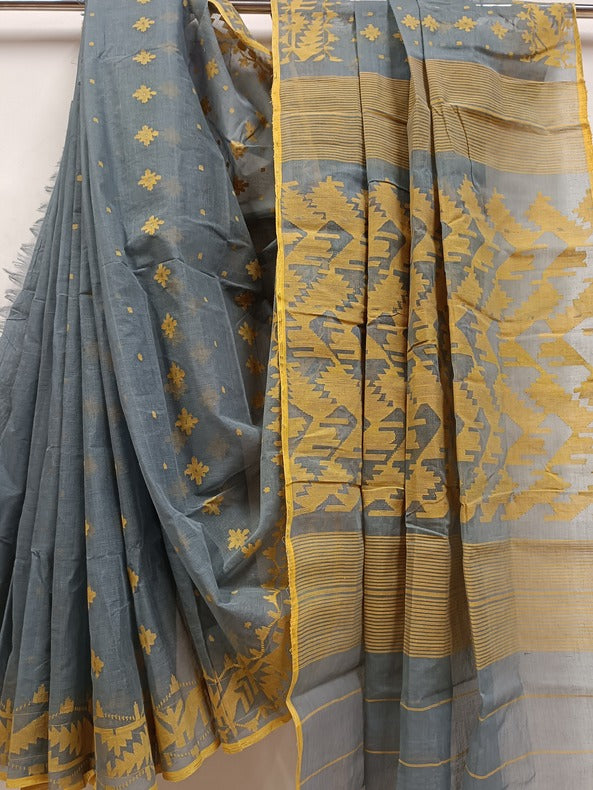 Grey & Yellow Handwoven Cotton Soft Dhakai Jamdani Saree From Balaram Saha (handloom saree, jamdani saree, jamdani sarees, cotton jamdani saree, jamdani cotton saree, handloom cotton saree, balaram saha online, jamdani saree online, soft jamdani saree, dhakai jamdani saree, dhakai jamdani saree, Jamdani Border Saree)   https://www.cloudflare.com/