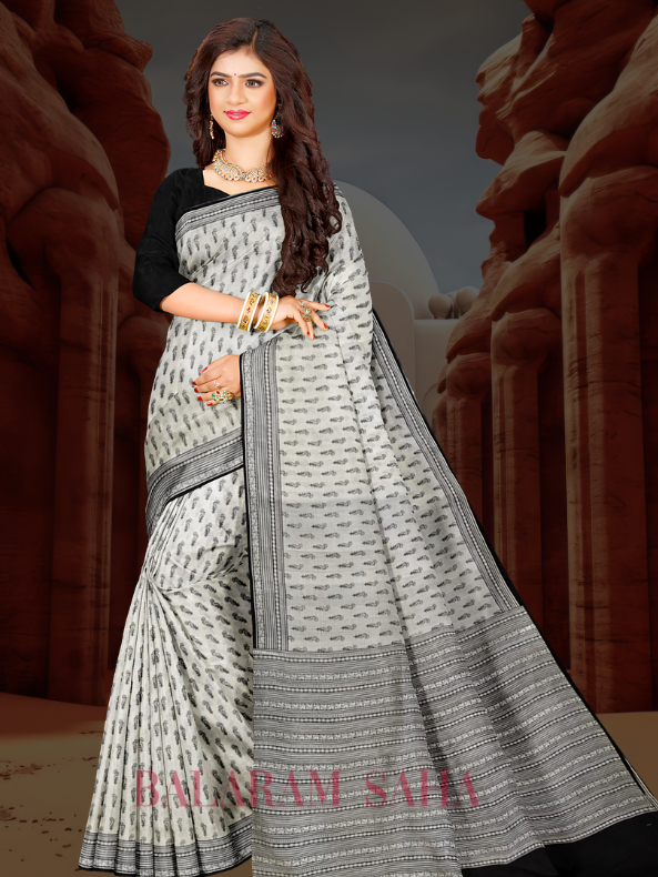 Hand Block Magic: Balaram Saha's White & Black Bishnupuri Silk Saree - (handloom saree, silk saree, handloom silk saree, balaram saha online, silk sarees, balaram saha handloom saree store, silk handloom saree, bengal handloom sarees, pure silk, Katan silk saree, silk saree online, Katan silk)    https://www.t-online.de/