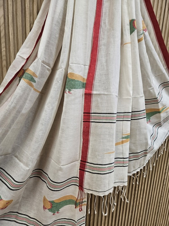 Handloom Handspun Handwoven Cotton Jamdani Dupatta Balaram Saha