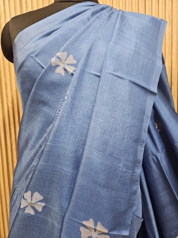 Blue Premium Quality Handwoven katan Silk Jamdani Saree Balaram Saha