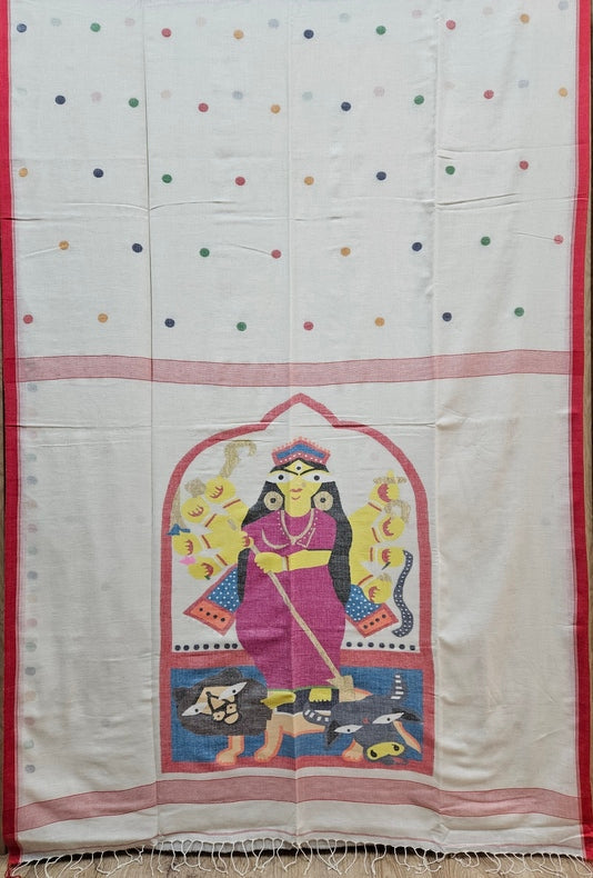 Art of Bengal Handloom | Handspun Cotton | Handwoven Maa Durga Jamdani Saree Balaram Saha