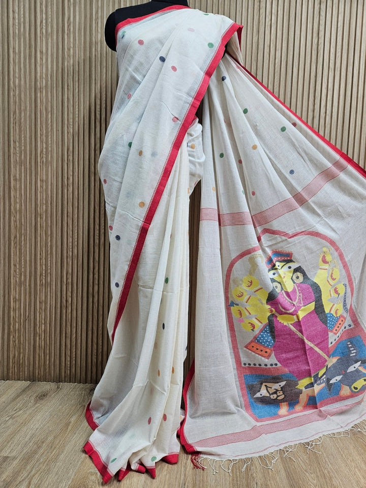 Art of Bengal Handloom | Handspun Cotton | Handwoven Maa Durga Jamdani Saree Balaram Saha