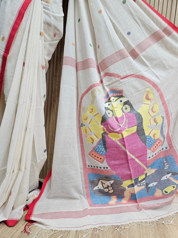 Art of Bengal Handloom | Handspun Cotton | Handwoven Maa Durga Jamdani Saree Balaram Saha