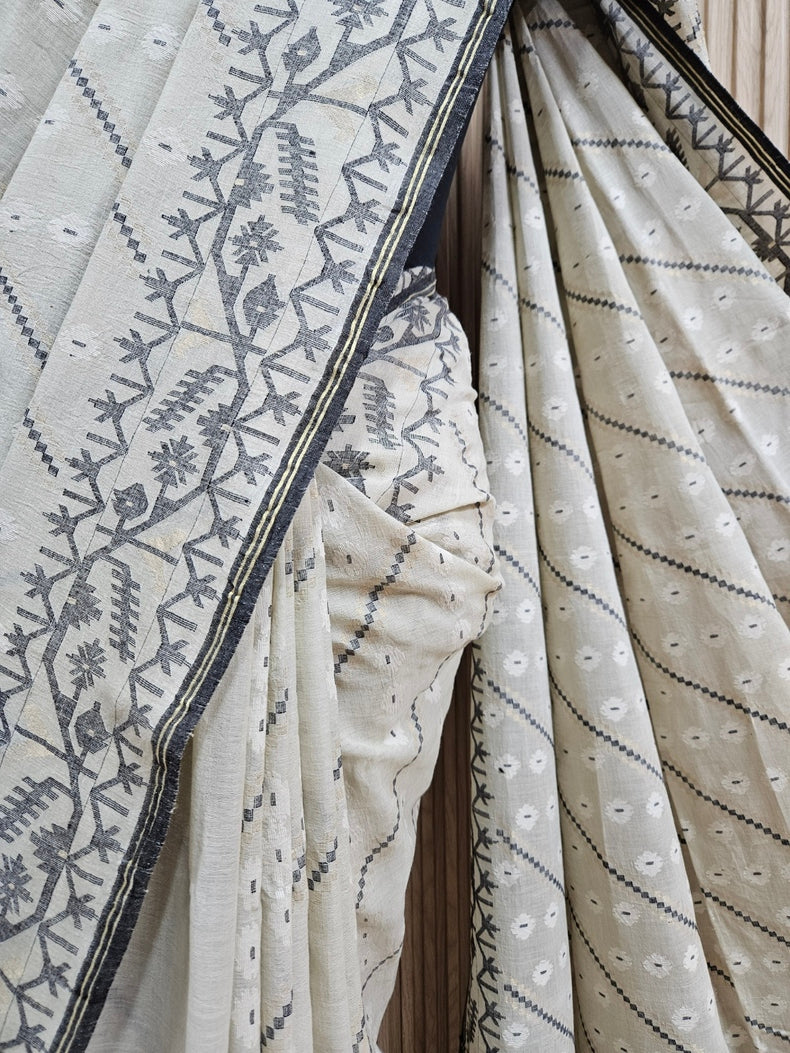 Elegant Light Dusty Green Handspun Cotton Handwoven Jamdani Saree Balaram Saha

www.facebook.com