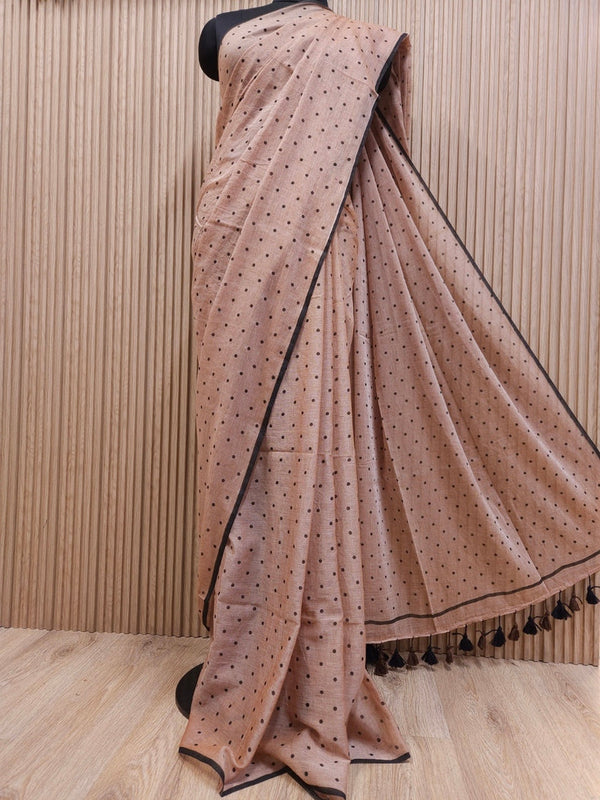 Light Brown Foft handloom Mul Cotton Comfart Wear Saree Balaram Saha