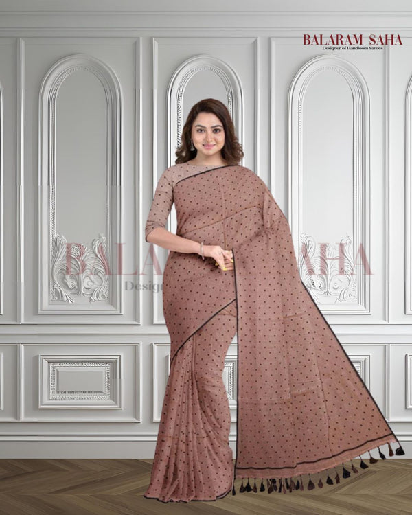 Light Brown Foft handloom Mul Cotton Comfart Wear Saree Balaram Saha