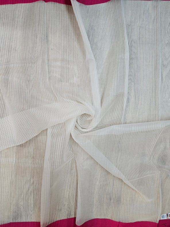 Earthy Elegance: Off-White & Pink Muslin Silk Jamdani Saree Balaram Saha