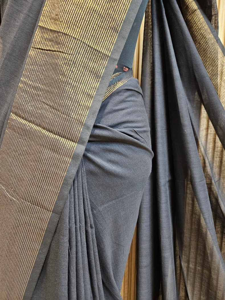 Balaram Saha’s Black & Gold Soft Handloom Cotton Saree – Tradition Meets Trend Balaram Saha