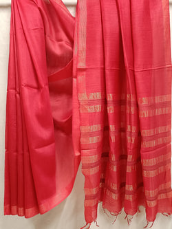 Premium Quality Soft Handloom Plain Tussar Silk Saree Balaram Saha