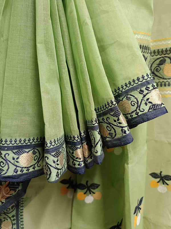 Green & Blue handloom Tradition Tangail Cotton Saree Balaram Saha
