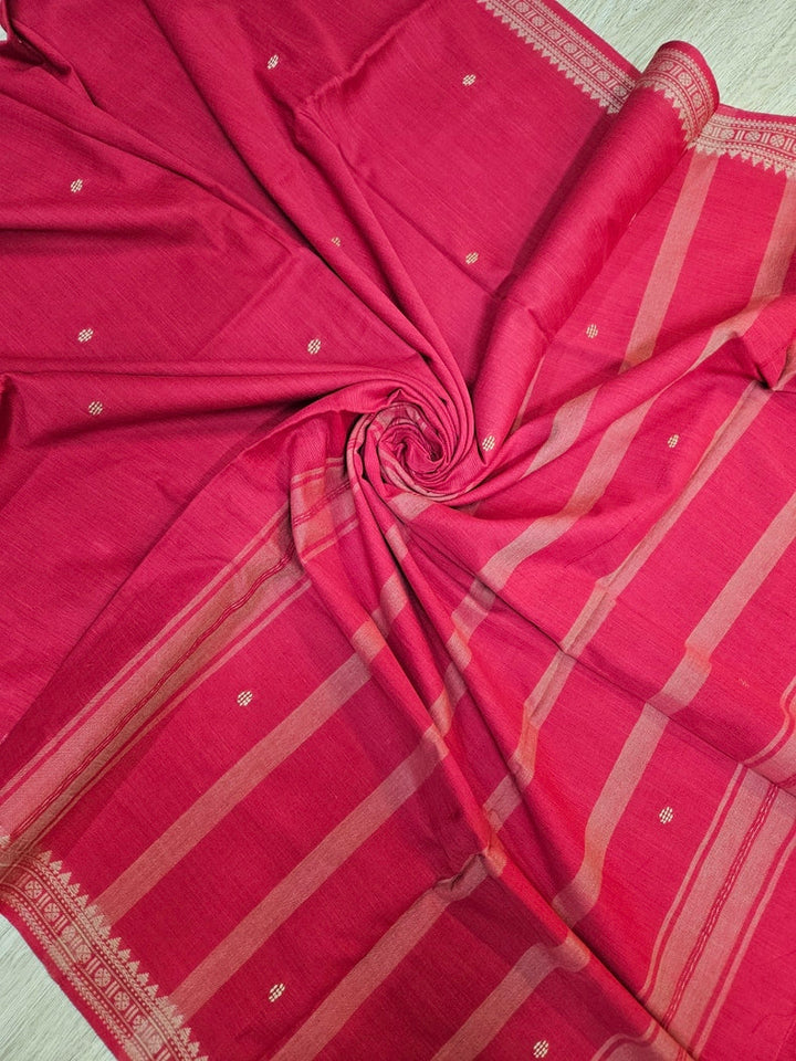Red Soft Handloom Traditional Dhonekhali Cotton Saree Balaram Saha