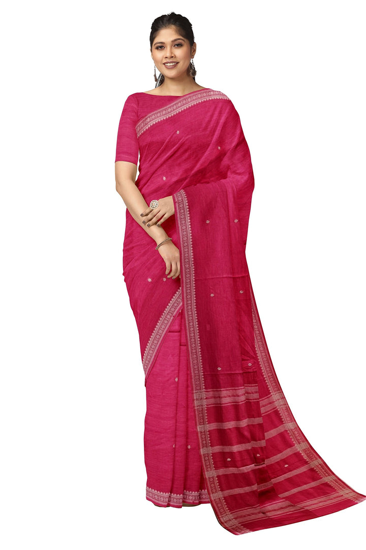 Red Soft Handloom Traditional Dhonekhali Cotton Saree Balaram Saha