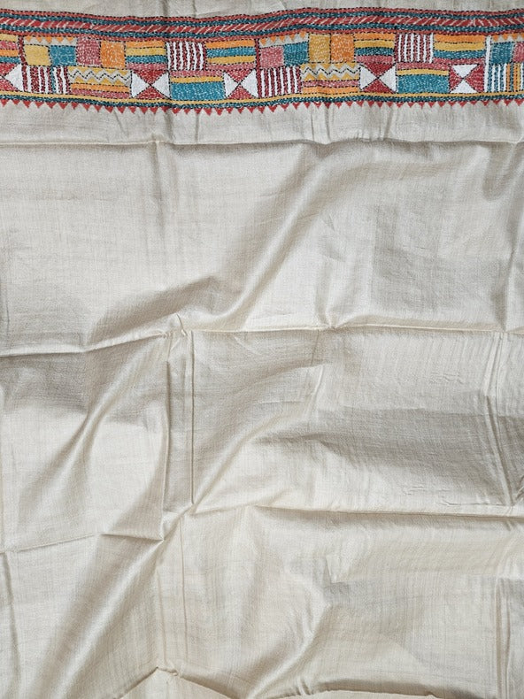 Sustainable Luxury: Handloom Tussar Silk Kantha Stitch by Balaram Saha Balaram Saha