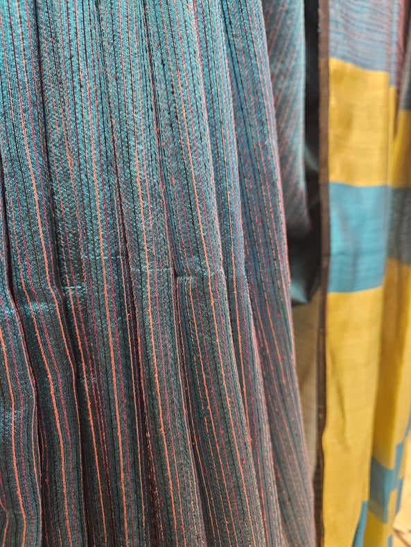 Handloom Pure Katan Silk Saree with Kantha Stripes by Balaram Saha - (handloom saree, silk saree, handloom silk saree, balaram saha online, silk sarees, silk handloom saree, bengal handloom sarees, pure silk, garad silk saree, silk saree online, bengali silk saree, soft silk sarees, saree silk saree, tissue silk saree, pure silk saree, cotton silk saree, tussar silk saree, silk sarees for wedding, silk saree collection, tussar silk, handloom silk sarees)
