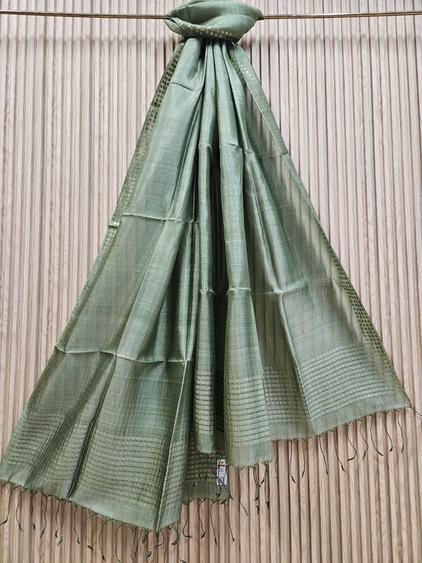 Pastel Green Premium Handloom Katan Silk Dupatta With Sequin Waeve Balaram Saha