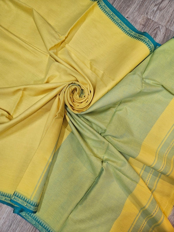 Yellow Soft Handloom Traditional Dhonekhali Cotton Saree Balaram Saha