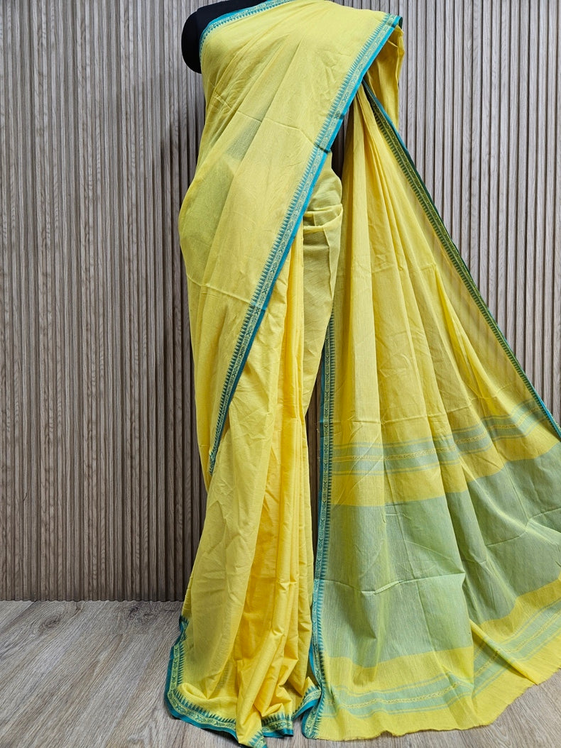 Yellow Soft Handloom Traditional Dhonekhali Cotton Saree Balaram Saha