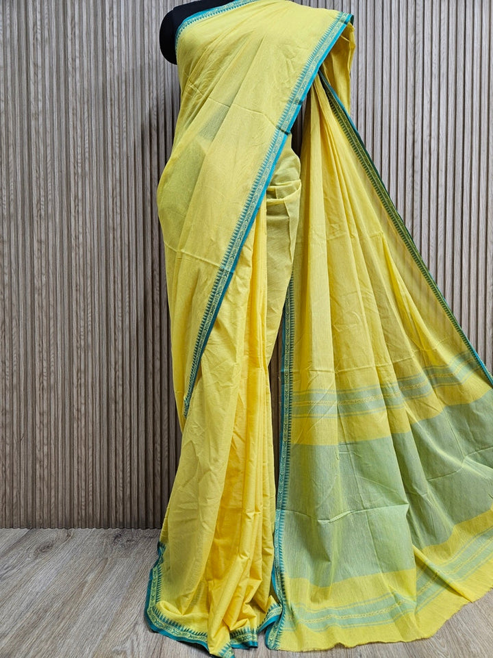 Yellow Soft Handloom Traditional Dhonekhali Cotton Saree Balaram Saha