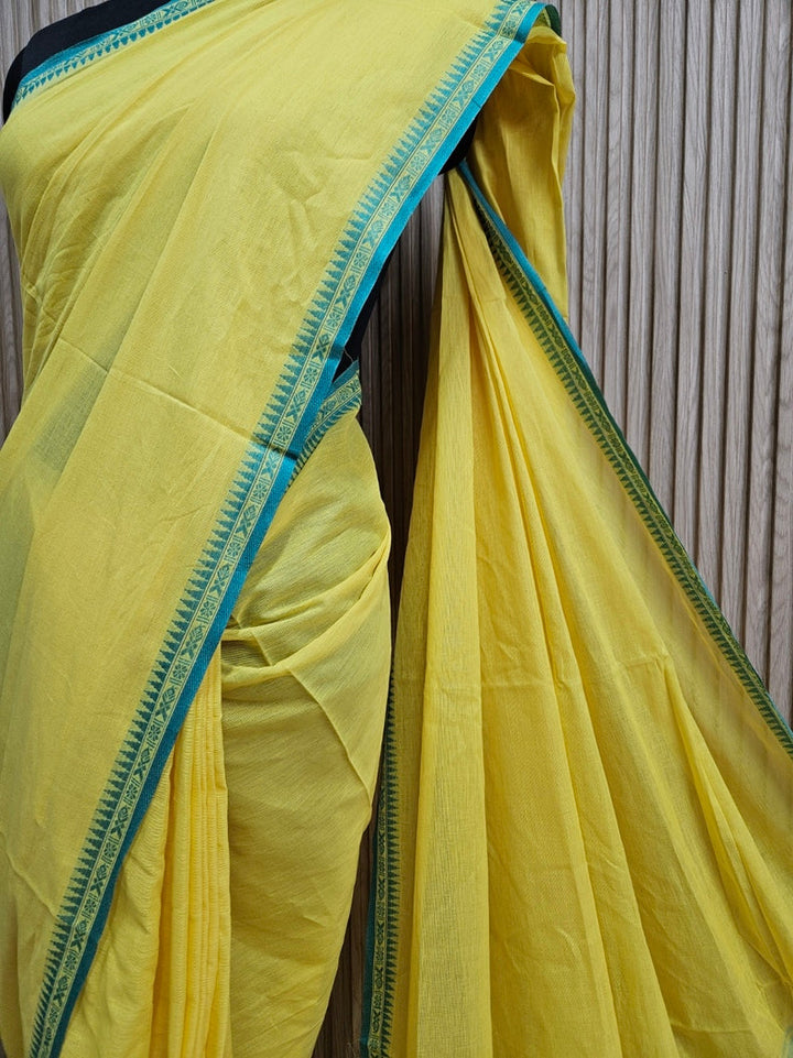 Yellow Soft Handloom Traditional Dhonekhali Cotton Saree Balaram Saha