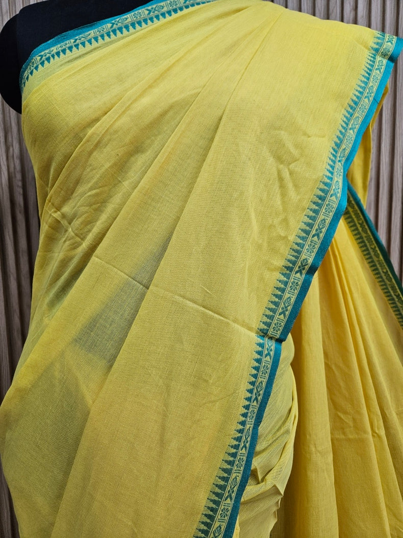 Yellow Soft Handloom Traditional Dhonekhali Cotton Saree Balaram Saha