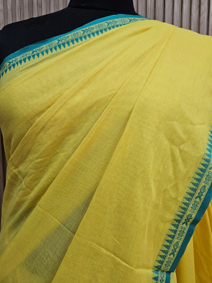 Yellow Soft Handloom Traditional Dhonekhali Cotton Saree Balaram Saha