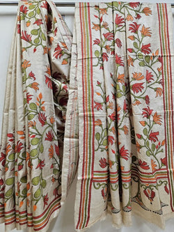 Handloom Tussar Silk with Exquisite Kantha Stitching by Balaram Saha - (handloom saree, silk saree, handloom silk saree, balaram saha online, silk sarees, silk handloom saree, bengal handloom sarees, pure silk, silk saree online, tussar silk saree, tussar silk)   https://www.dailymotion.com/