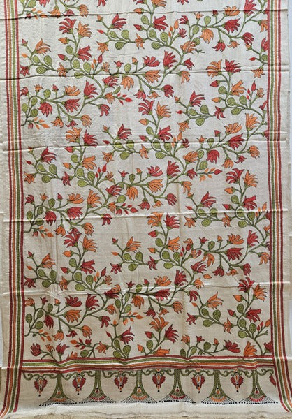 Handloom Tussar Silk with Exquisite Kantha Stitching by Balaram Saha - (handloom saree, silk saree, handloom silk saree, balaram saha online, silk sarees, silk handloom saree, bengal handloom sarees, pure silk, silk saree online, tussar silk saree, tussar silk)   https://www.istockphoto.com/