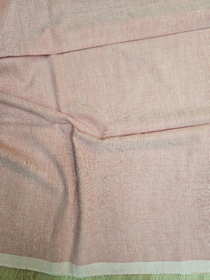 Off White & Red Handwoven Handspun Cotton Jamdani Saree Balaram Saha