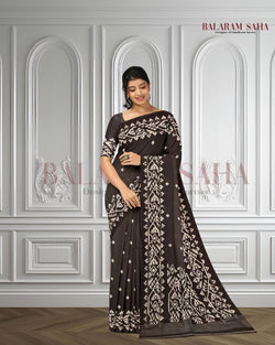 Black & White Handloom Handspun Cotton Jamdani Saree Balaram Saha