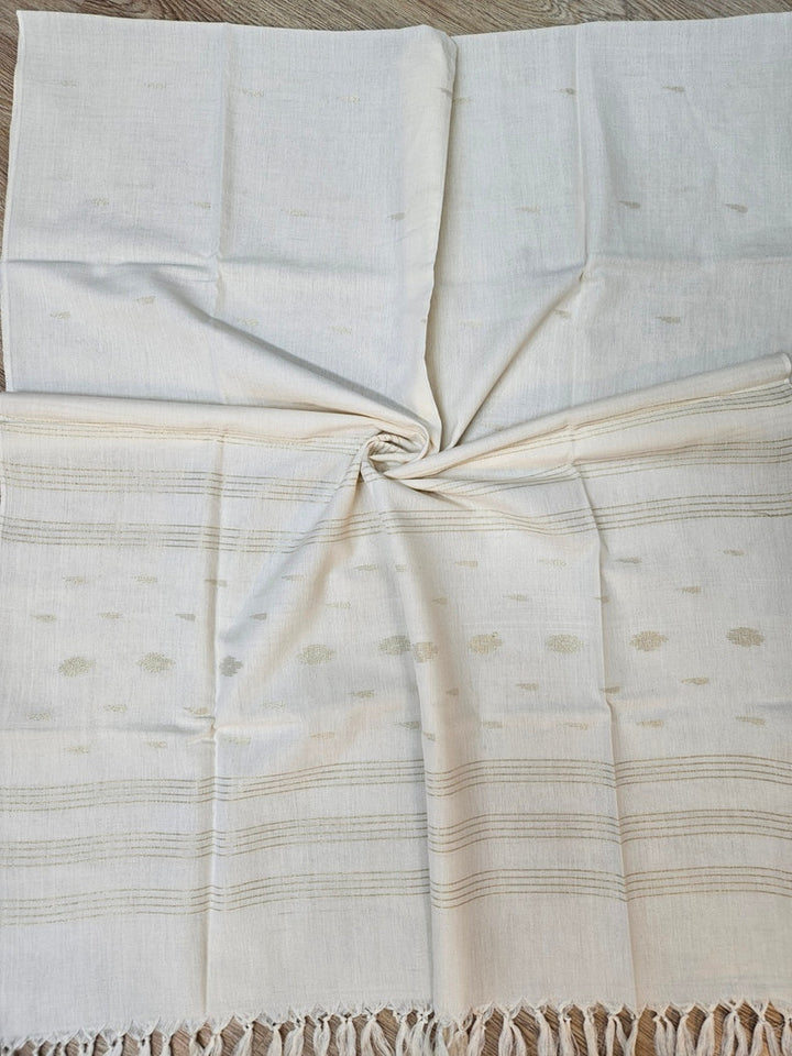 Off White & Gold Handwoven Cotton Jamdani 3-piece Kurta Set Balaram Saha