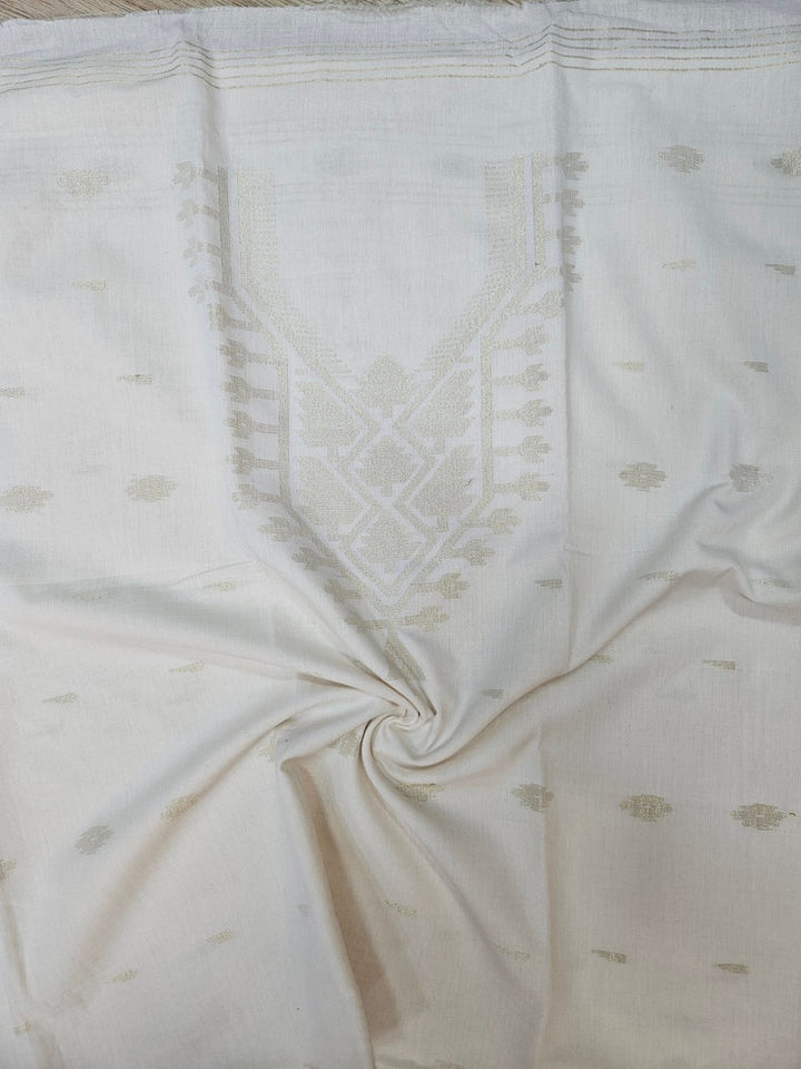 Off White & Gold Handwoven Cotton Jamdani 3-piece Kurta Set Balaram Saha