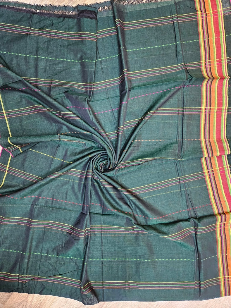 Dark Gree Handloom Soft Cotton Two Pice Kurta Sets Top & Dupatta Balaram Saha