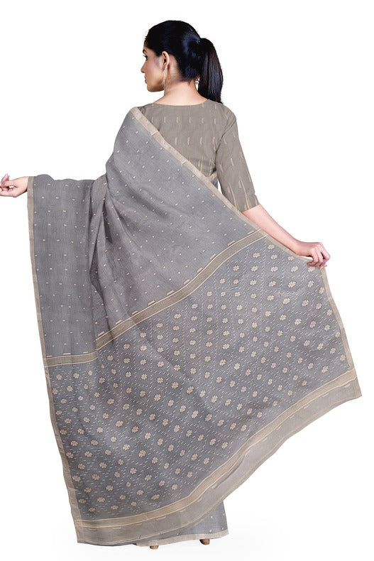 Light Blue Handloom handwoven traditional Cotton Jamdani Saree Balaram Saha