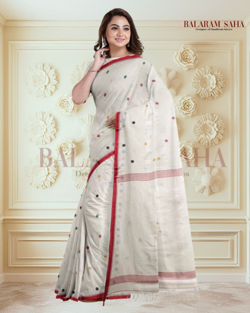 Handspun Handwoven Maa Durga Cotton Jamdani Saree By Balaram Saha - (dhakai jamdani saree, jamdani saree, jamdani sarees, cotton jamdani saree, jamdani cotton saree, handloom cotton saree, balaram saha online, jamdani saree online, soft jamdani saree, muslin jamdani saree, original dhakai jamdani saree, jamdani sarees, soft dhakai jamdani saree, white jamdani saree, jamdani saree bangladesh )
