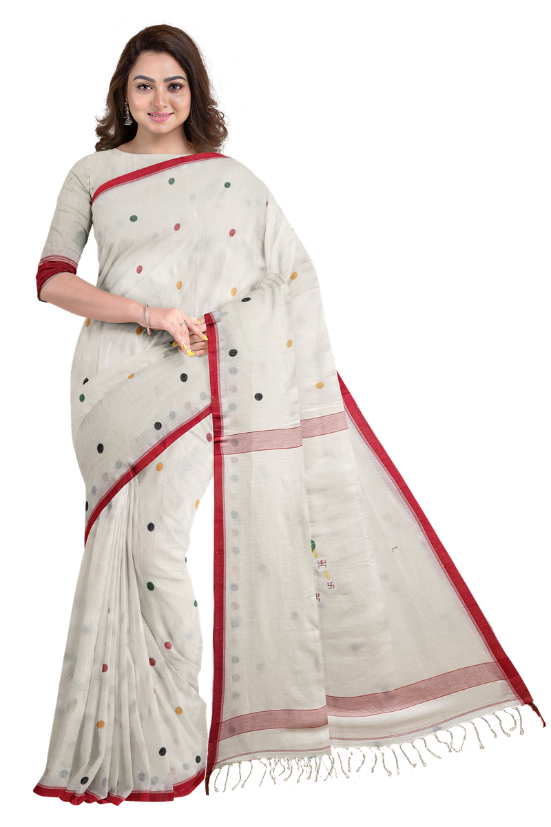 Handspun Handwoven Maa Durga Cotton Jamdani Saree By Balaram Saha - (dhakai jamdani saree, jamdani saree, jamdani sarees, cotton jamdani saree, jamdani cotton saree, handloom cotton saree, balaram saha online, jamdani saree online, soft jamdani saree, muslin jamdani saree, original dhakai jamdani saree, jamdani sarees, soft dhakai jamdani saree, white jamdani saree, jamdani saree bangladesh )
